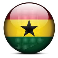 Map with Dot Pattern on flag button of Republic Ghana