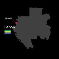 Detailed map of Gabon and capital city Libreville with flag