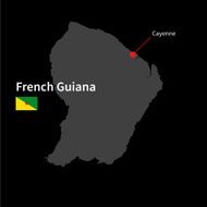Detailed map of French Guiana and capital city Cayenne with