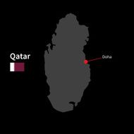 Detailed map of Qatar and capital city Doha with flag