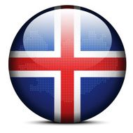 Map with Dot Pattern on flag button of Iceland