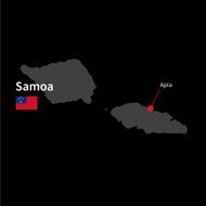 Detailed map of Samoa and capital city Apia with flag
