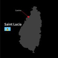 Detailed map of Saint Lucia and capital city Castries with