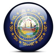 Map on flag button of USA New hampshire State
