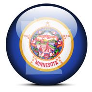 Map on flag button of USA Minnesota State