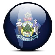 Map on flag button of USA Maine State