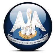 Map on flag button of USA Louisiana State
