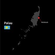 Detailed map of Palau and capital city Melekeok with flag