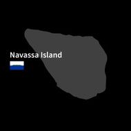 Detailed map of Navassa Island with flag on black background