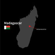 Detailed map of Madagascar and capital city Antananarivo with flag
