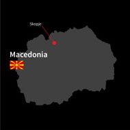 Detailed map of Macedonia and capital city Skopje with flag