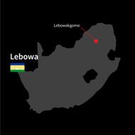 Detailed map of Lebowa and capital city Lebowakgomo with flag