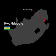 Detailed map of KwaNdebele and capital city KwaMhlanga with flag