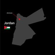 Detailed map of Jordan and capital city Amman with flag