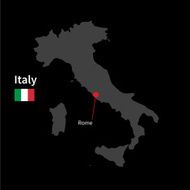 Detailed map of Italy and capital city Rome with flag