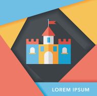 Building castle flat icon with long shadow eps10 N34