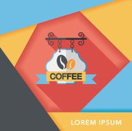 Coffee shop signs flat icon with long shadow eps10 N58