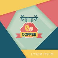 Coffee shop signs flat icon with long shadow eps10 N60