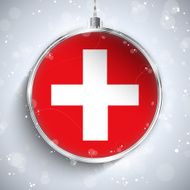 Merry Christmas Silver Ball with Flag Switzerland N2