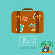luggage Leather suitcase with Travel Sticker