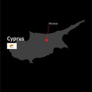 Detailed map of Cyprus and capital city Nicosia with flag