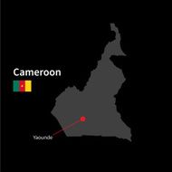 Detailed map of Cameroon and capital city Yaounde with flag