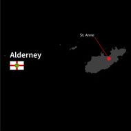 Detailed map of Alderney and capital city St Anne with
