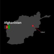 Detailed map of Afghanistan and capital city Kabul with flag