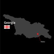 Detailed map of Georgia and capital city Tbilisi with flag