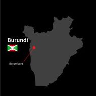 Detailed map of Burundi and capital city Bujumbura with flag