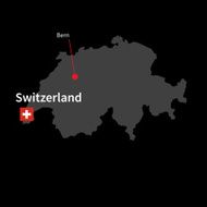 Detailed map of Switzerland and capital city Bern with flag