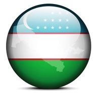 Map on flag button of Republic Uzbekistan