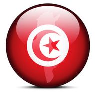 Map on flag button of Tunisian Republic