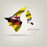 Flag of BRUNEI as a country with shadow