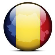Map on flag button of Romania