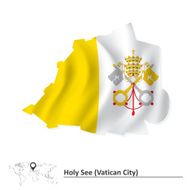 Map of Vatican with flag