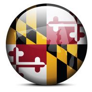 Map on flag button of USA Maryland State