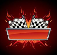 Checkered Flag Emblem and Flames