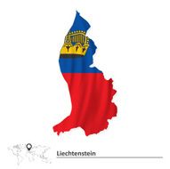 Map of Liechtenstein with flag