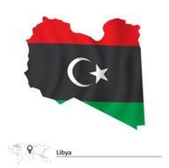 Map of Libya with flag