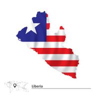 Map of Liberia with flag