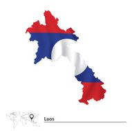 Map of Laos with flag