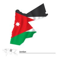 Map of Jordan with flag