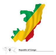 Map of Republic Congo with flag