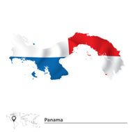 Map of Panama with flag