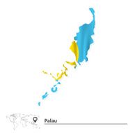 Map of Palau with flag