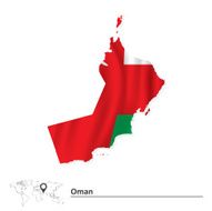 Map of Oman with flag