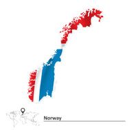 Map of Norway with flag
