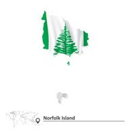 Map of Norfolk Island with flag