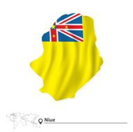 Map of Niue with flag